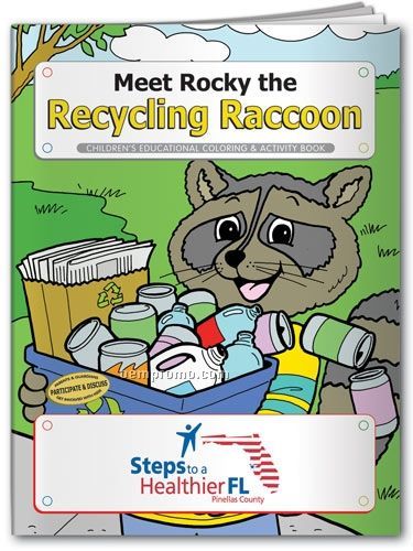 Action Pack Color Book W/Crayons & Sleeve- Meet Rocky The Recycling Raccoon
