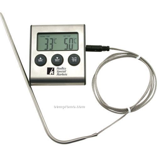 Stainless Steel Cooking Thermometer With Timer And Probe