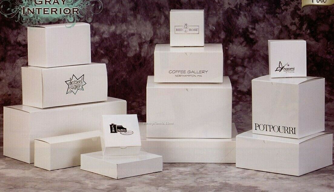 White Gloss 2 Piece Pop Up Gift Boxes - 12"X12"X2.5"
