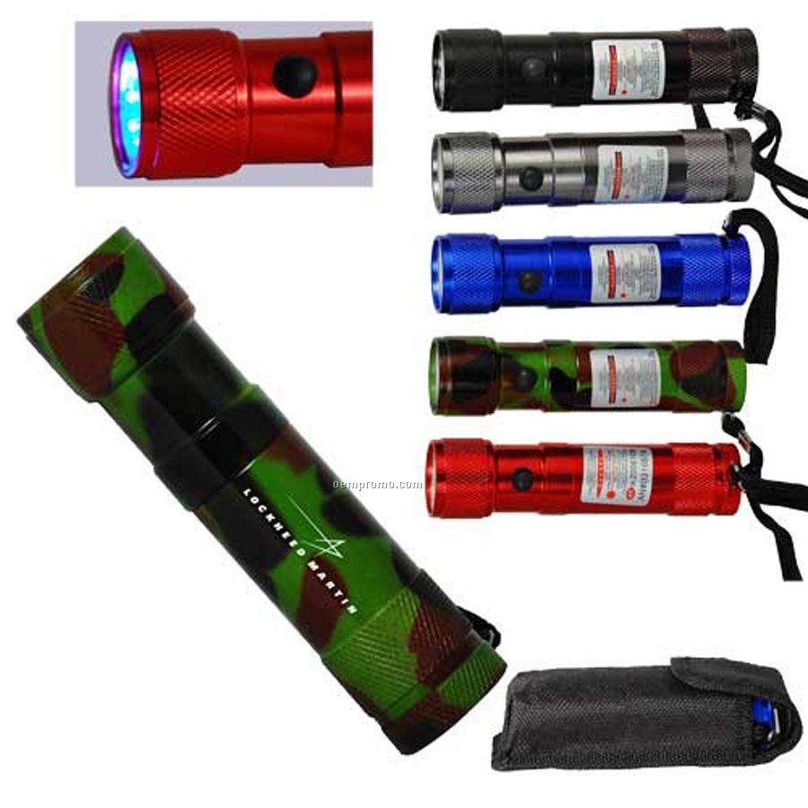 8-led Flashlight With Laser Pointer