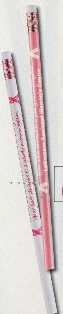 Breast Cancer Awareness #2 Pink Pencil W/White Eraser