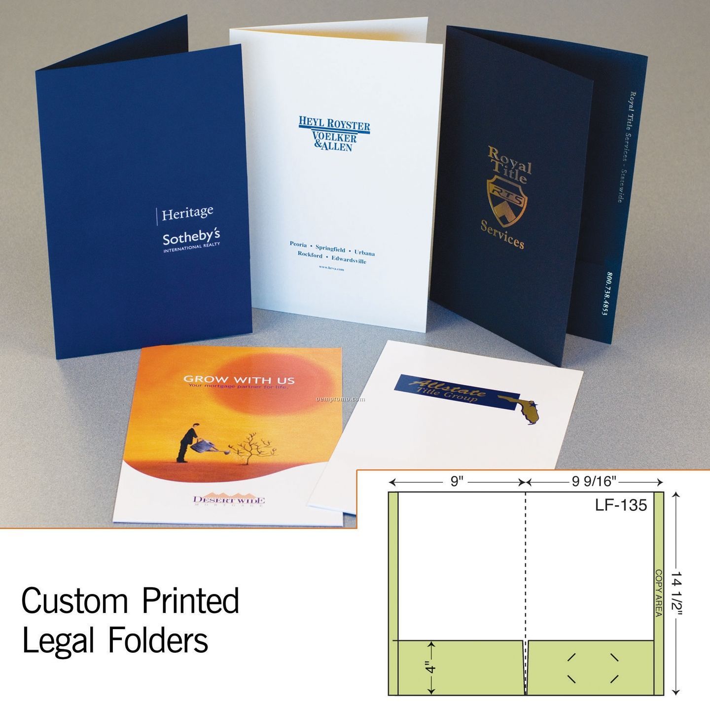 Legal Folder W/ 2 Reinforced Pockets & Full Tab (1 Color/1 Side)