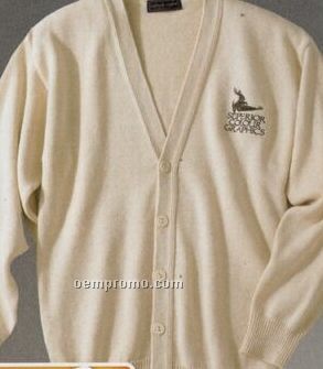 Men's Jersey Stitch V-neck Long Sleeve Cardigan Sweater