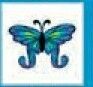 Stock Temporary Tattoo - Blue Butterfly W/ Hook Wings (1.5"X1.5")