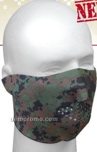 Woodland Digital Camouflage/ Black Reversible Neoprene Half Face Mask