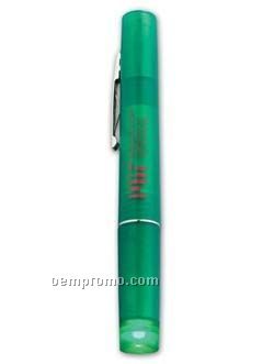 Translucent Green Barrel Pen Light W/ White LED