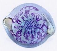 Underworld Blue Glass Dish W/ Jellyfish Motif By Olle Bozen