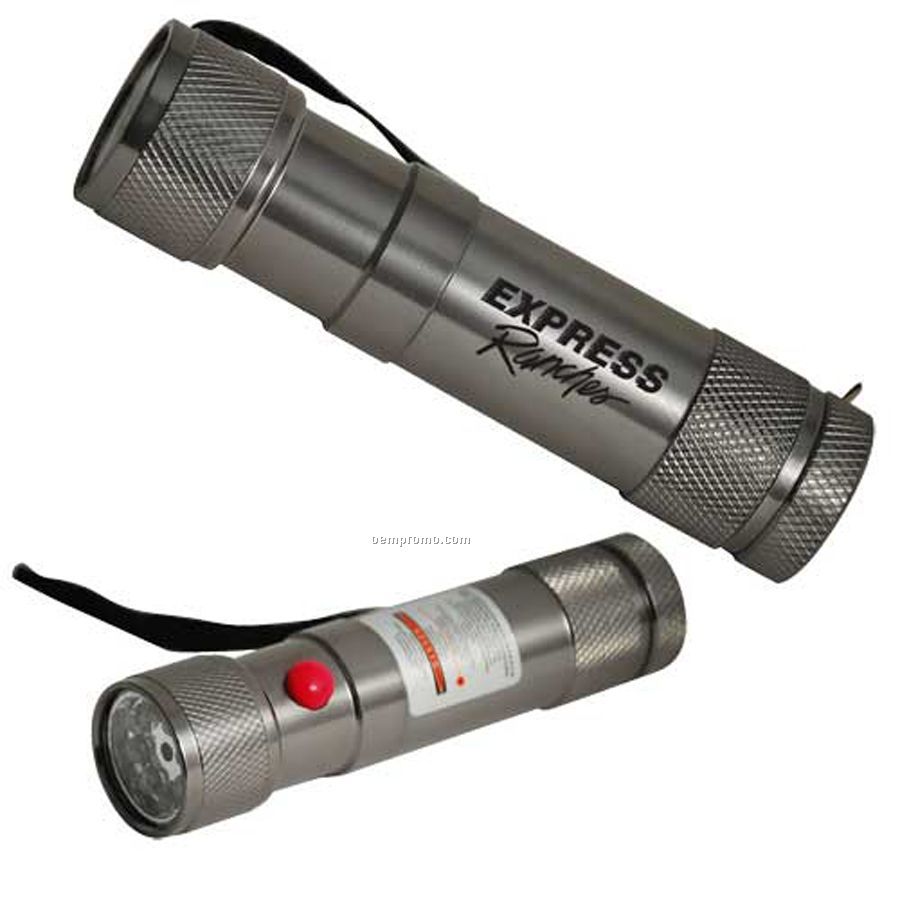 White/Red Dual LED Flashlight With Laser Pointer