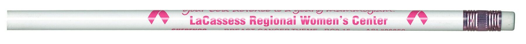 Breast Cancer Awareness #2 White Pencil W/White Eraser