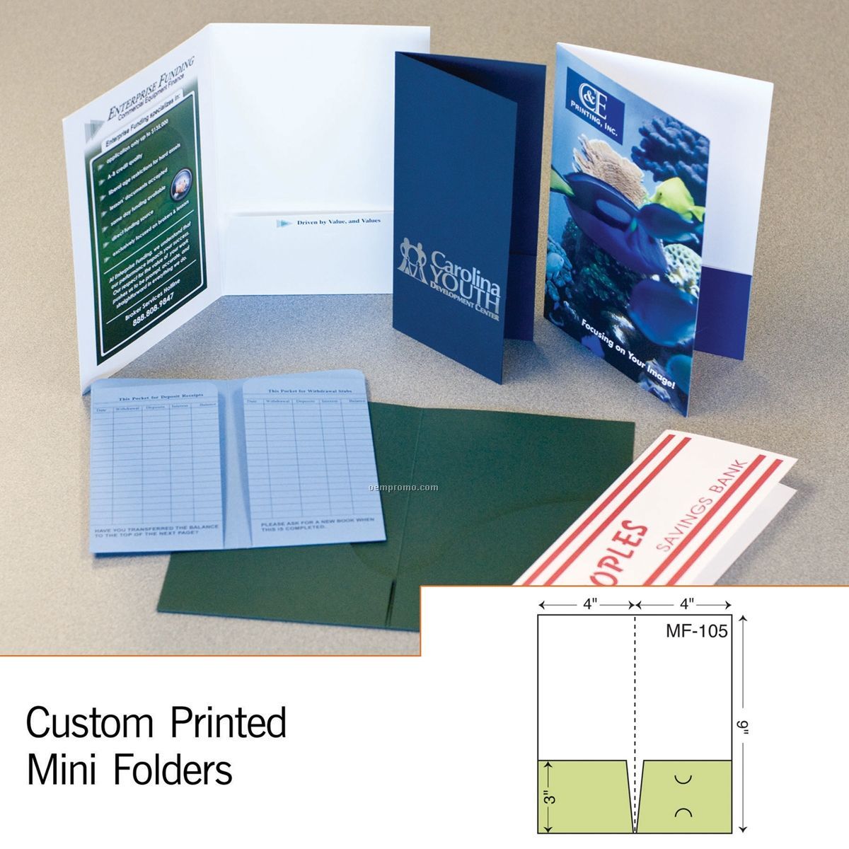 Mini Folder W/ Double Pocket (1 Color/1 Side)