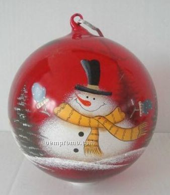 Snowman Round Red Ornament