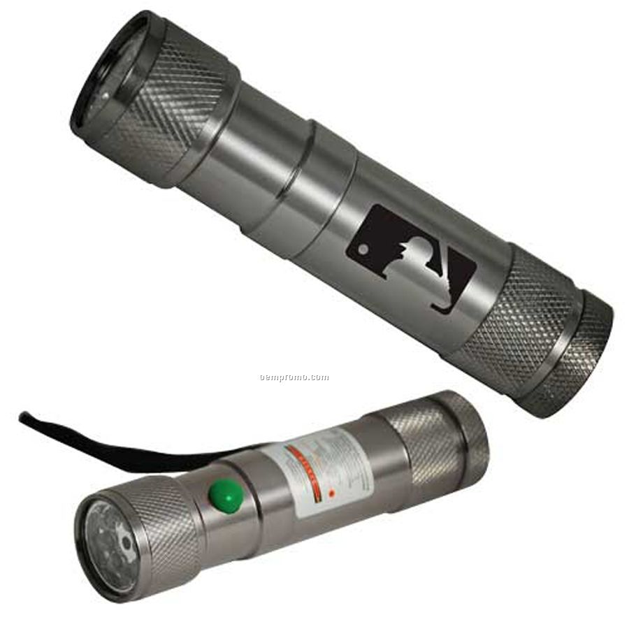 White/Green Dual LED Flashlight With Laser Pointer