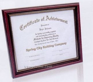 Deluxe Polished Hardwood Certificate Frame W/ Mahogany Stain/Gold Trim