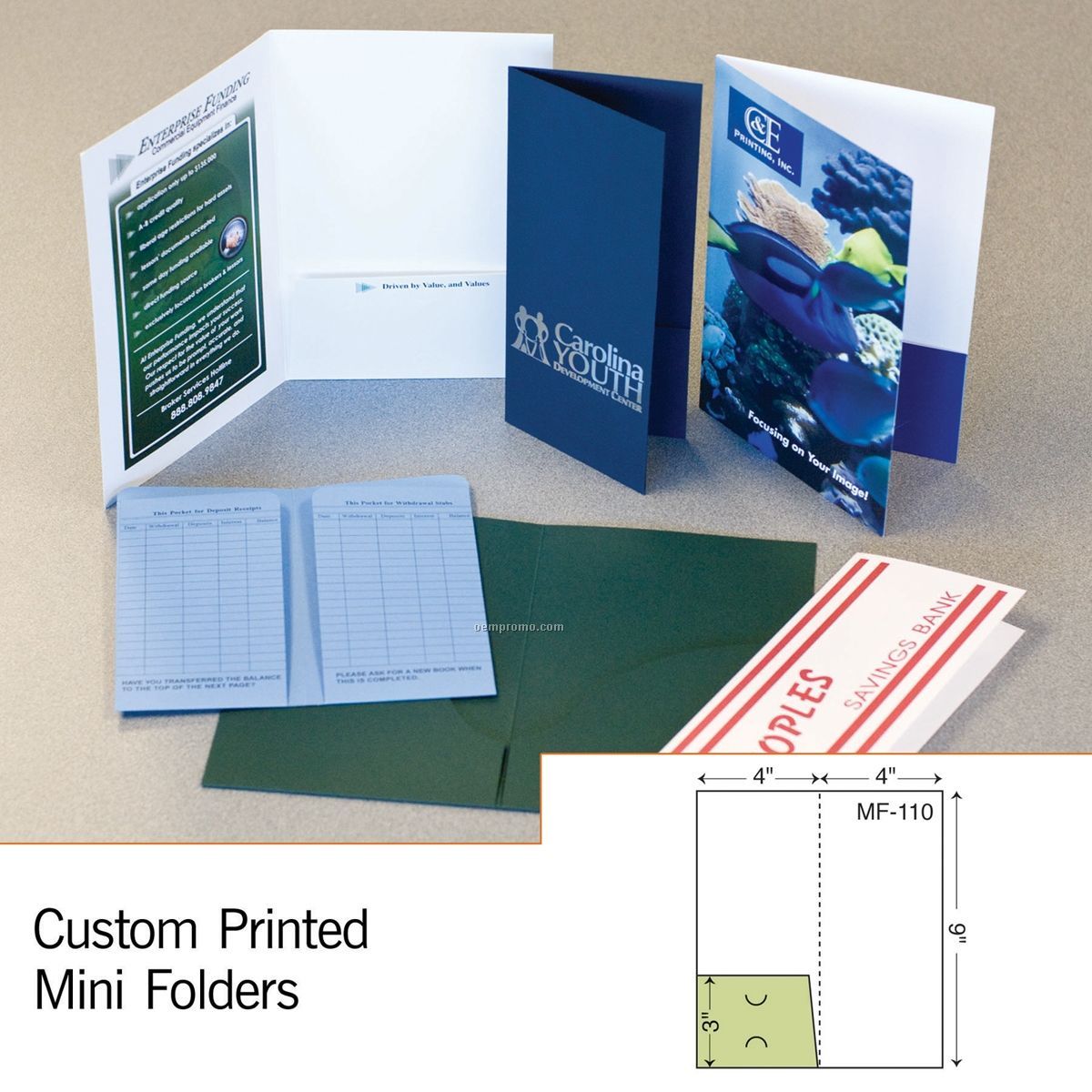 Mini Folder W/ Left Pocket (1 Color/1 Side)