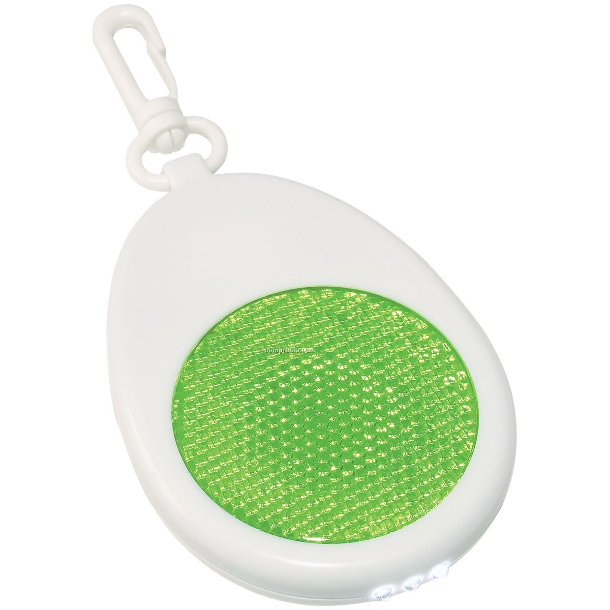 Green Oval Light Up Reflector W/ White Clip & Green LED