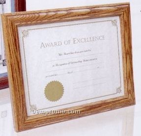 11"X14" Hardwood Honey Oak Stained Finish Certificate Frame