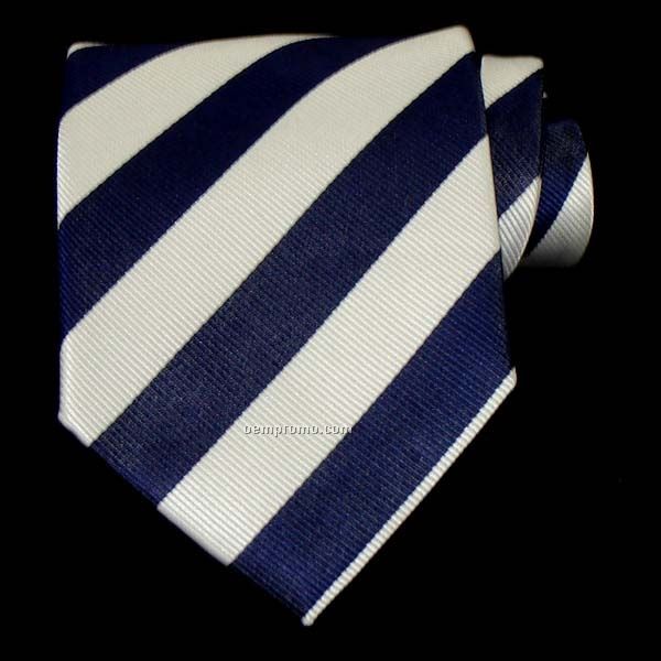 Bar Stripe Silk Necktie (Navy & Silver)