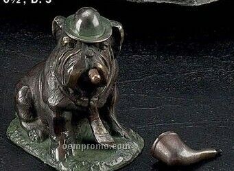 Bull Dog W/ Cigar Or Pipe Bronze Metal Sculpture