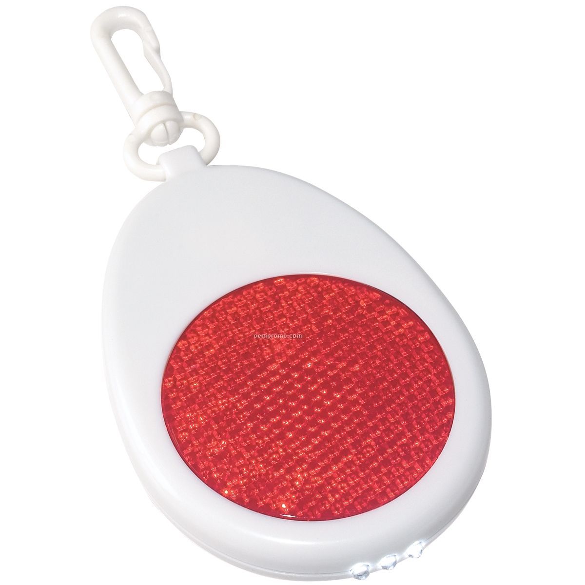 Red Oval Light Up Reflector W/ White Clip & Red LED