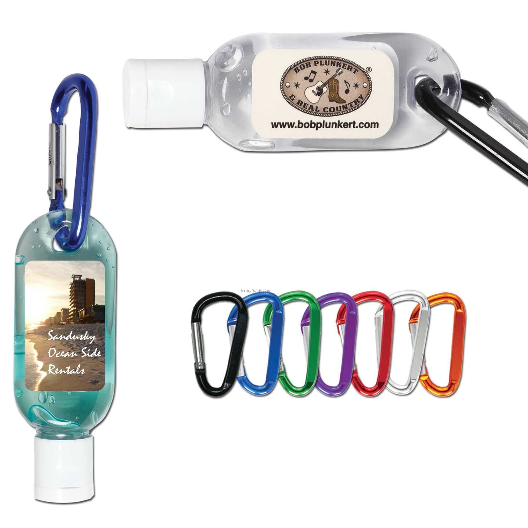 Antimicrobial Hand Sanitizing Gel W/Carabiners - 1.0 Oz.