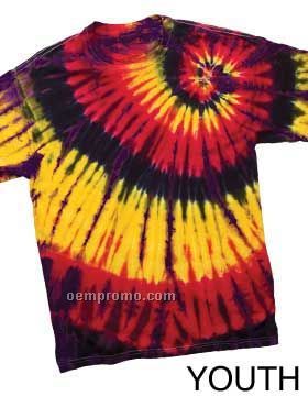Youth Multi Color Left Shoulder Swirl Reactive Dyed T-shirts (Xs-l)