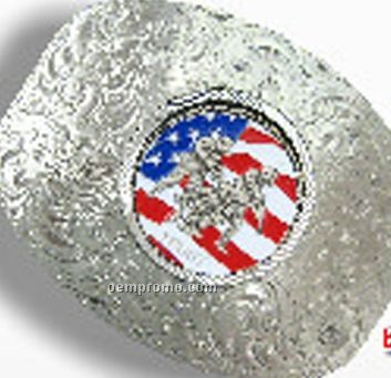 Coin Belt Buckle W/ American Flag Coin