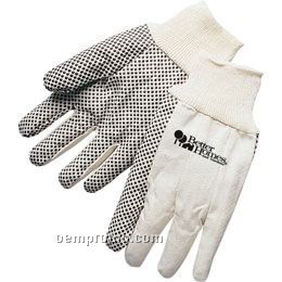 Men's 10 Oz. Canvas Work Gloves With Black Pvc Dots