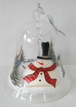 Snowman Bell Clear Ornament