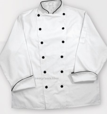 Traditional White Executive Chef Coat With Black Piping