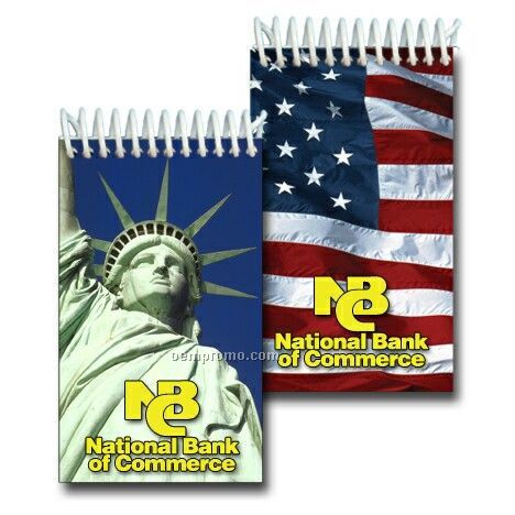 3d Lenticular Mini Notebook Stock/Statue Of Liberty / Us Flag (Imprinted)