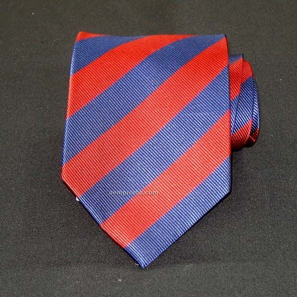 Bar Stripe Silk Necktie (Navy & Red)