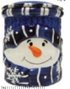 Blue Snowman Jumbo Ceramic Cookie Keeper Jar (Custom Lid)