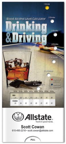 Pocket Slider Chart - Drinking & Driving W/Alcohol Level Calculator