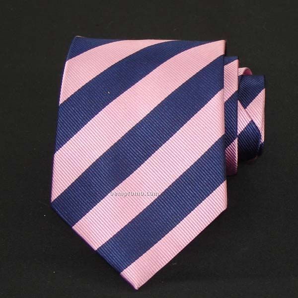 Bar Stripe Silk Necktie (Navy & Pink)