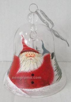Santa Bell Clear Glass Ornament