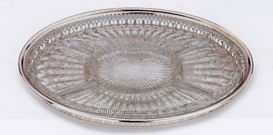 Silverplated Relish Tray W/ Glass Liner