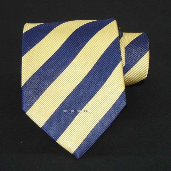 Bar Stripe Silk Necktie (Navy & Gold)