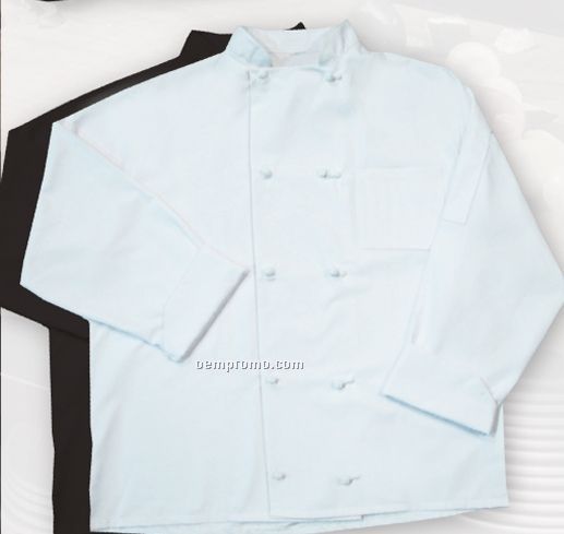 Long Sleeve Chef Coat W/ French Knot Buttons - Black