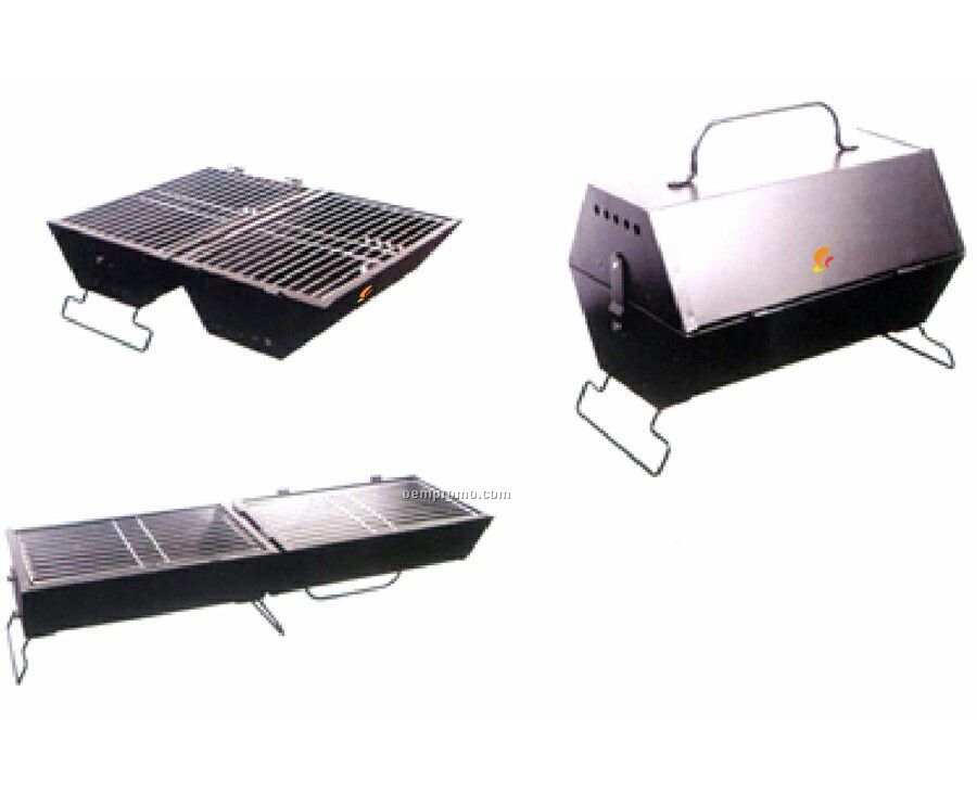 Portable Fold Open Wide Or Long Barbecue Grill