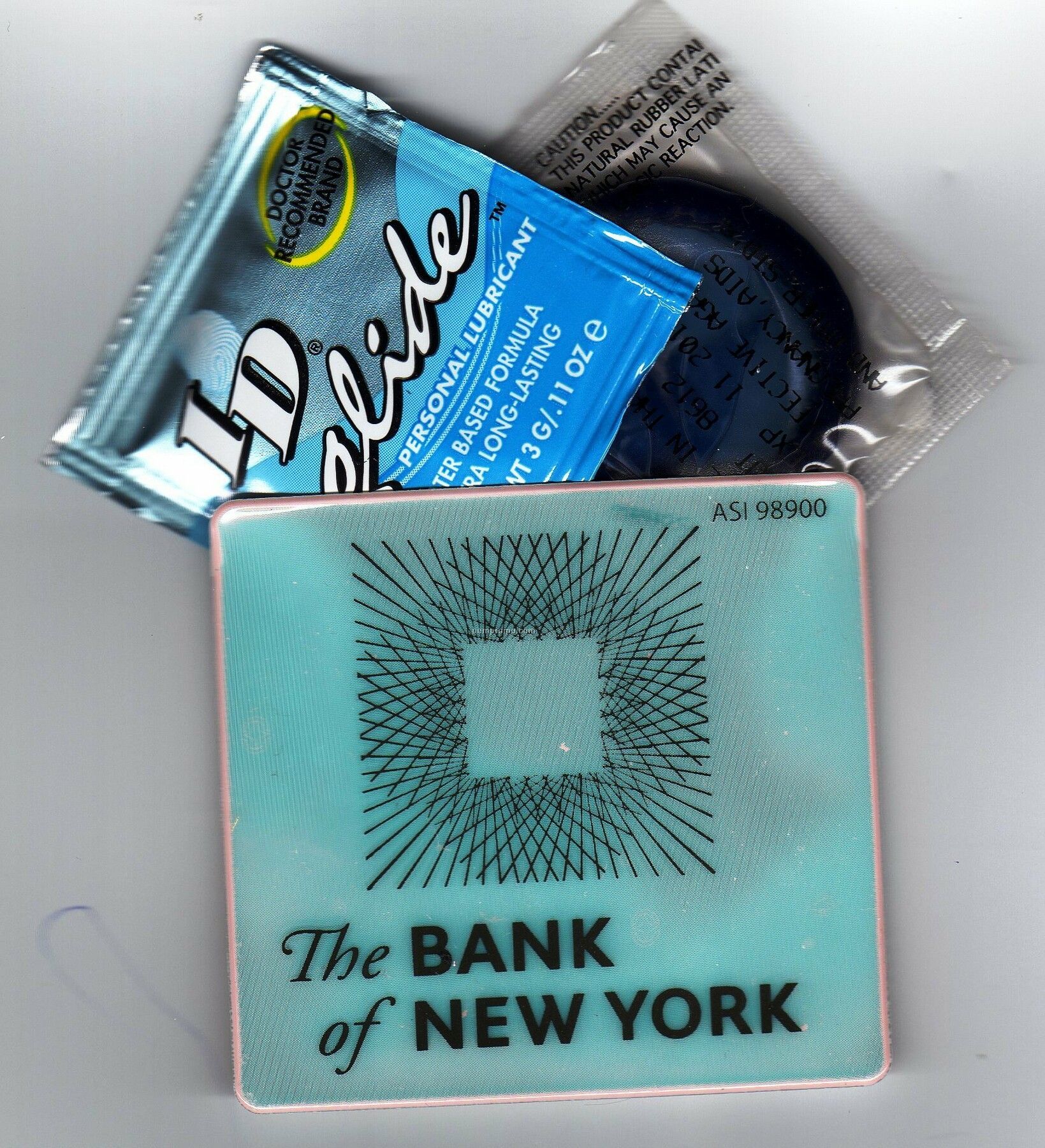 Reflective Square Condom Wallet W/Condom And Lube Inserted