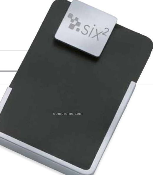 Basic Black Leather Business Card Case W/ Metal Accents