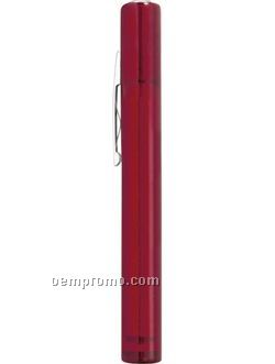 Pen Light W/ Translucent Ruby Red Barrel & White LED