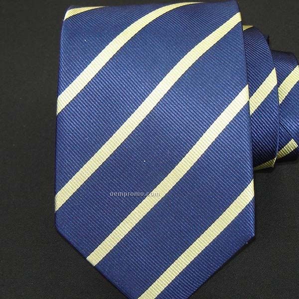 Pencil Stripe Silk Necktie (Navy & Gold)