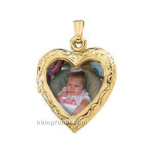 14ky 24x19-1/2 Ladies Picture Frame Heart Locket Pendant