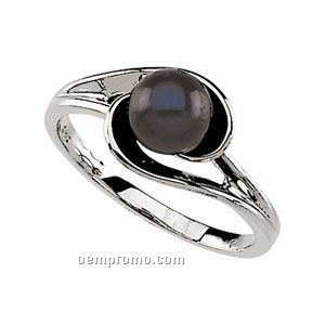 Ladies' 14kw 6mm Black Cultured Pearl Ring