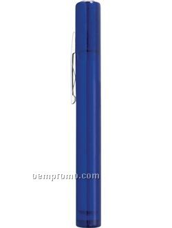 Pen Light W/ Translucent Sapphire Blue Barrel & White LED