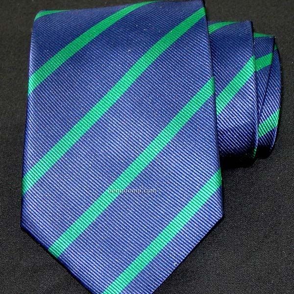 Pencil Stripe Silk Necktie (Navy & Green)