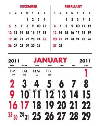 Super Size 3 Month Vertical Press-n-stick Calendar (After 8/1/11)