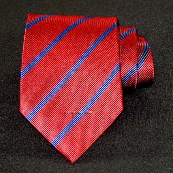 Pencil Stripe Silk Necktie (Red & Navy)