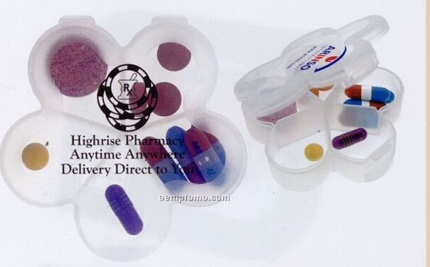 Daisy Plastic Pill Case W/ 5 Compartments (Factory Direct 8-10 Weeks)